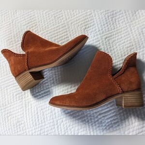 Lucky Brand Terisha Women's Suede Pointed Toe Ankle Burnt Orange Boots US 6.5